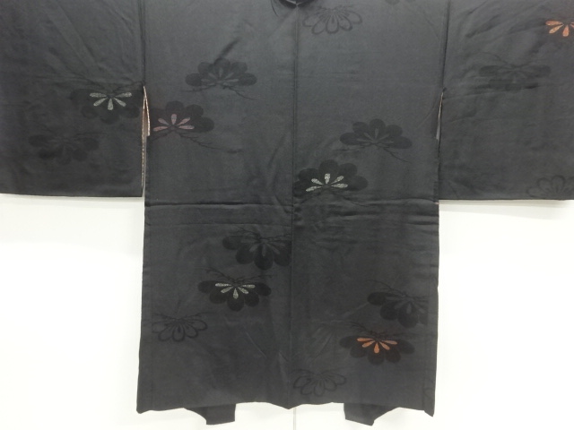 JAPANESE ANTIQUE HAORI / TAISHO ROMAN STYLE / SILK / URUSHI / WOVEN PINE